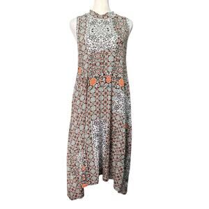 Anthropologie Maeve Lilt Swing Mock Neck Sleeveless Dress Pockets, Size Medium